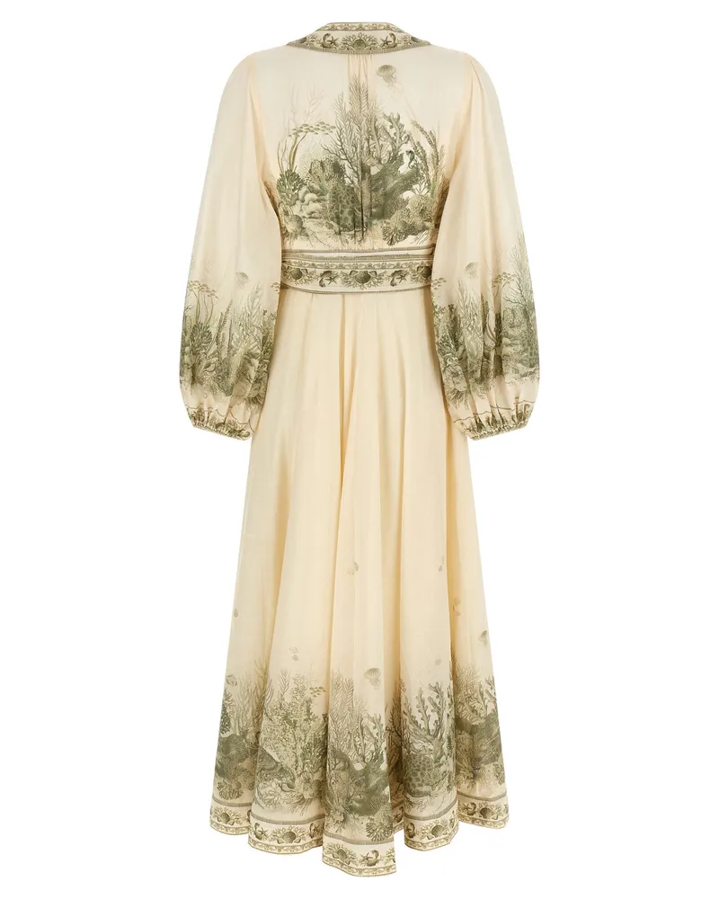Zimmermann Women's Bicolor Cotton Midi Dress Green