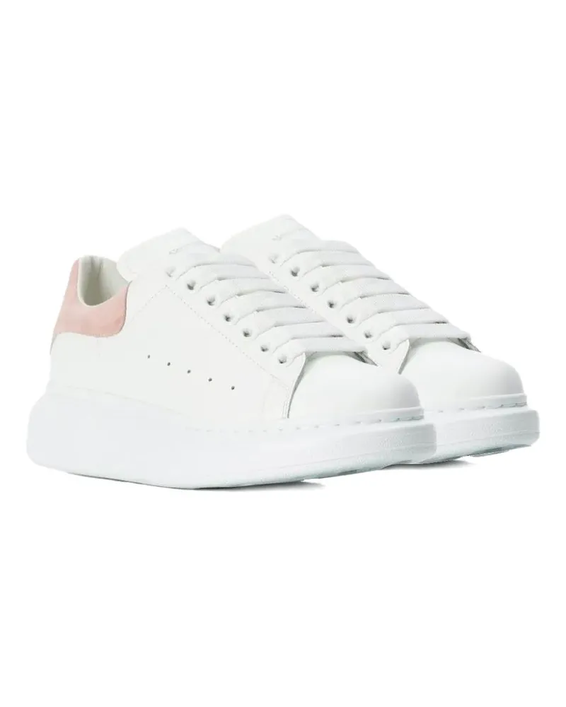 Alexander McQueen Women's Oversize Sneakers White-Patchouli Pink Calf Leather Trainers White/patchouli White