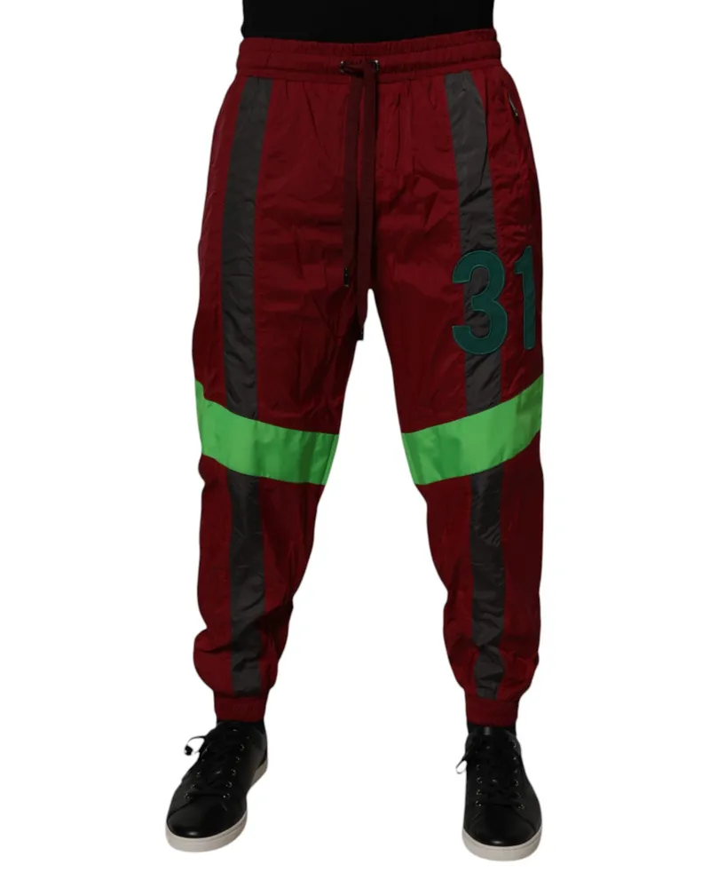 Dolce & Gabbana Maroon Nylon Men Jogger Sweatpants Pants Polyester Red