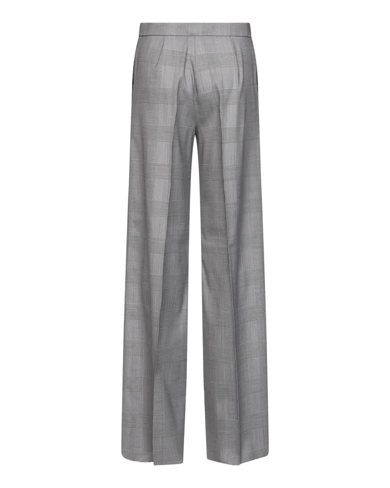 Max Mara Glen Plaid Virgin Wool Trousers — Gray Gray
