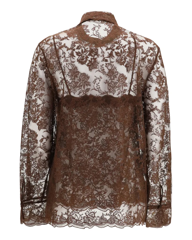 Ermanno Scervino Women's Lace Shirt French Roast Polyester; Polyamide Brown