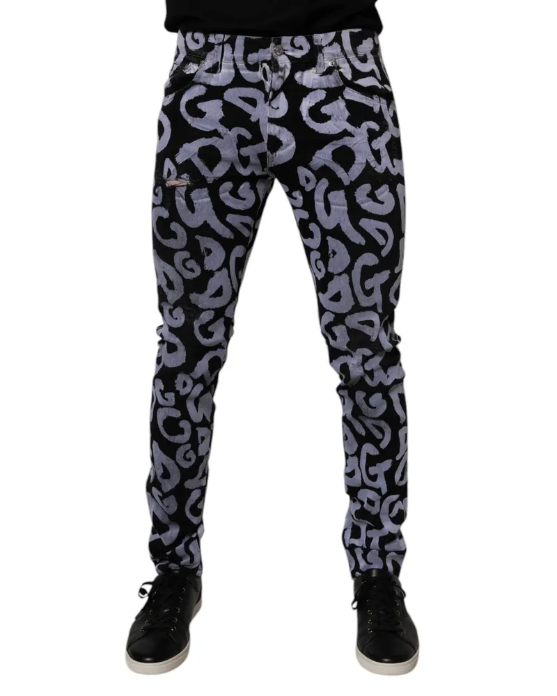 Dolce & Gabbana Logo Monogram Cotton Jeans — Black Black
