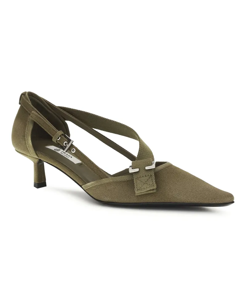 Prada Women's Cotton Pumps Militare High Heel Shoes Beige
