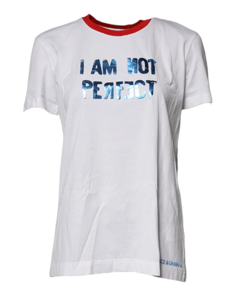 Dolce & Gabbana Women's White Graphic Print Cotton Crew Neck T-Shirt White