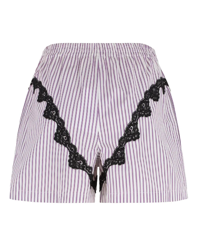 ATTICO Women's Cotton Shorts With Lace Insets Prune Purple