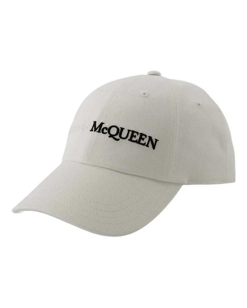 Alexander McQueen Men's Classic Logo Bic Cap -  Cotton White Accessories Hats White