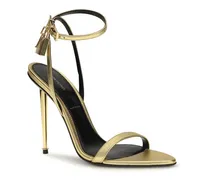 Women's Gold Lambskin Stiletto Sandal