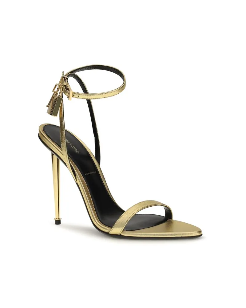 Tom Ford Women's Gold Lamb Ovis Aries Stiletto Heel Sandals Gold