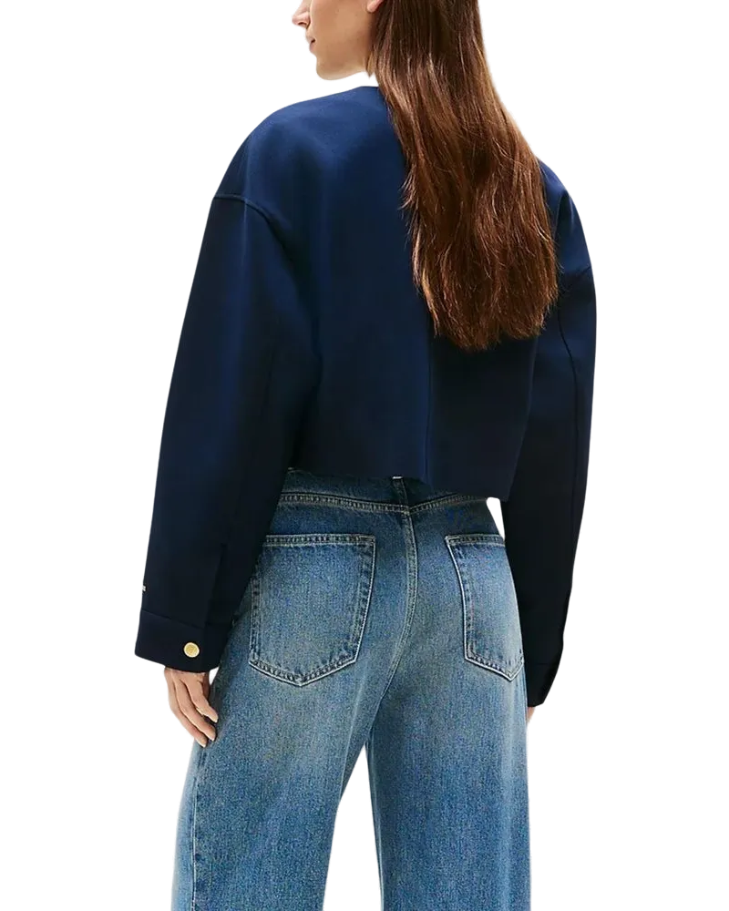 Tommy Hilfiger Cropped Viscose Blazer — Blue Blue