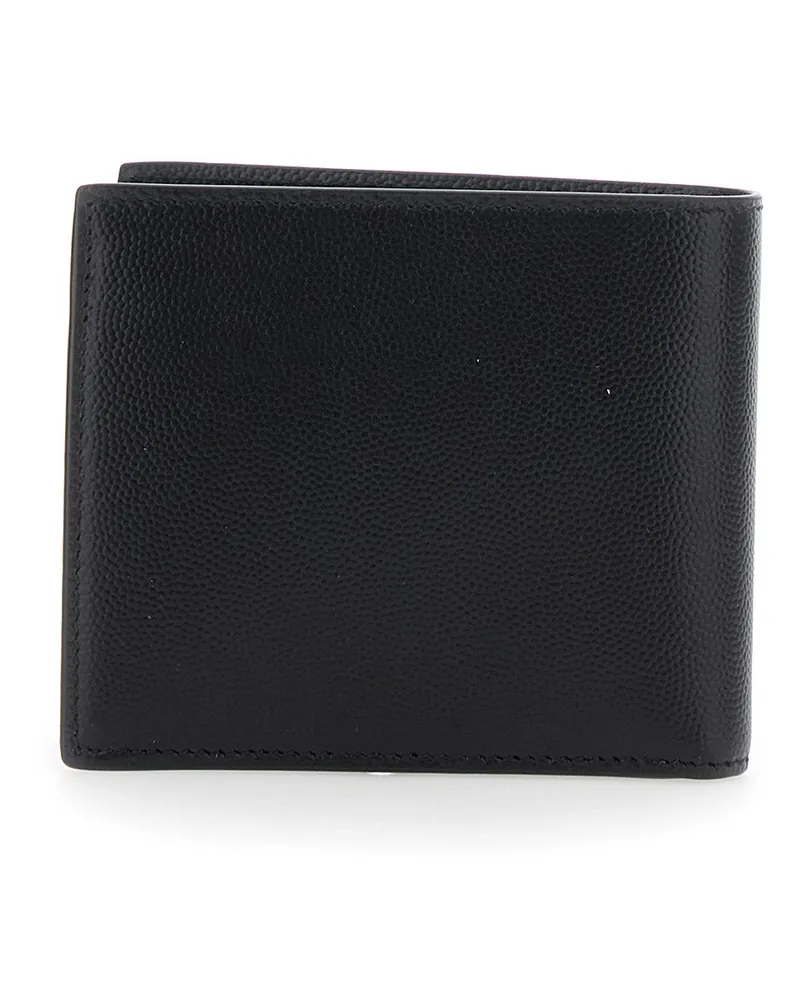 Saint Laurent Men's Bi-Fold Wallet Monogram Black Leather Calfskin Black
