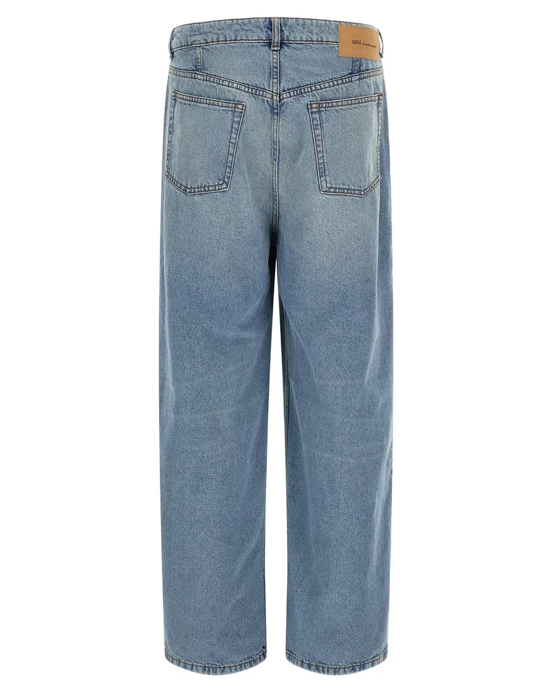 AMI Paris Wide-Leg Cotton Jeans — Light Blue Light