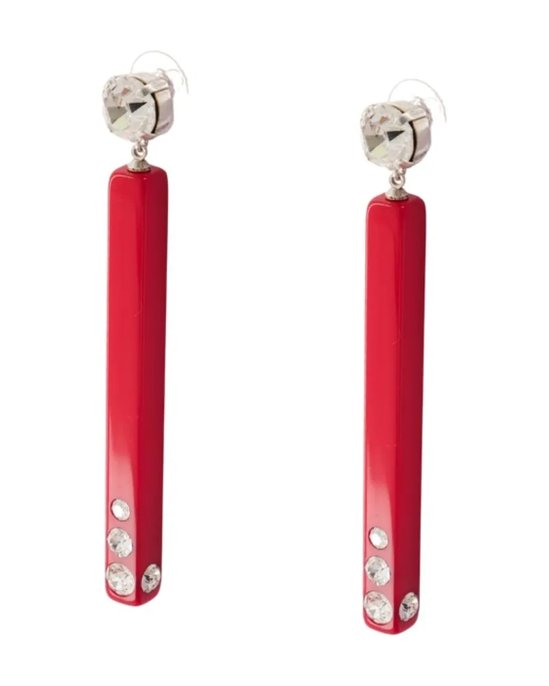 Isabel Marant Crystal and Rhinestone Drop Earrings — Red Red