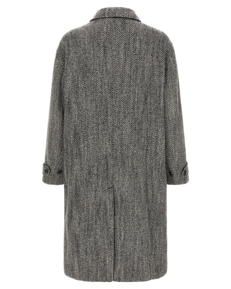 Dolce & Gabbana Herringbone Virgin Wool Coat — Gray Gray