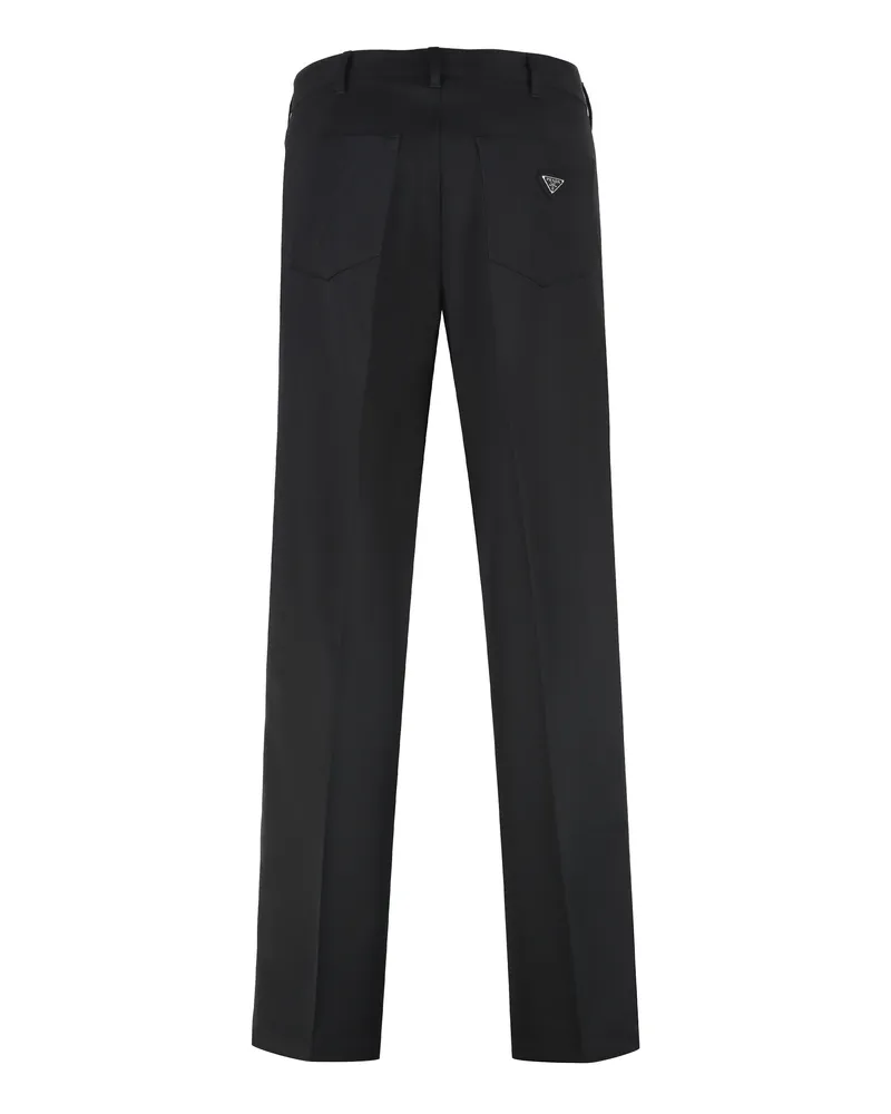 Prada Men's Virgin Wool Trousers Black Chinos Black