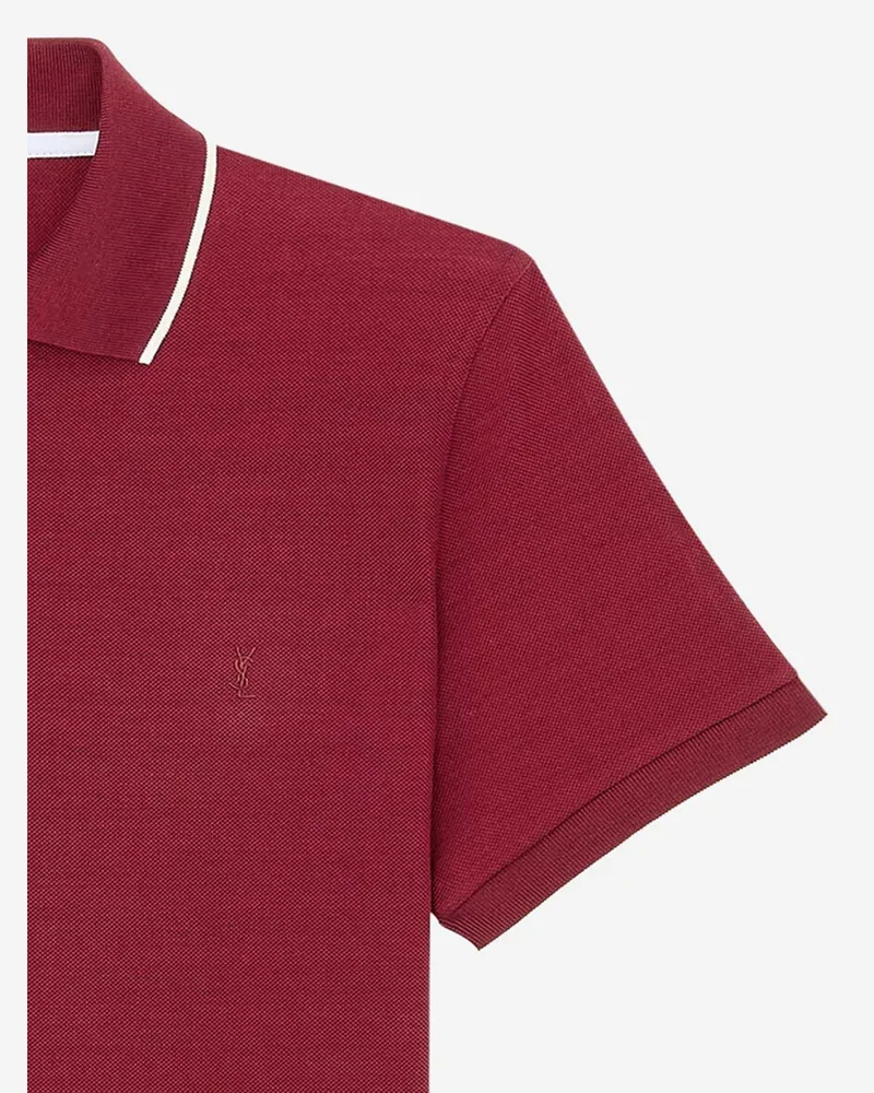Saint Laurent Men's Cotton Piqué Polo Shirt With Logo Burgundy T-shirts And Polos Red