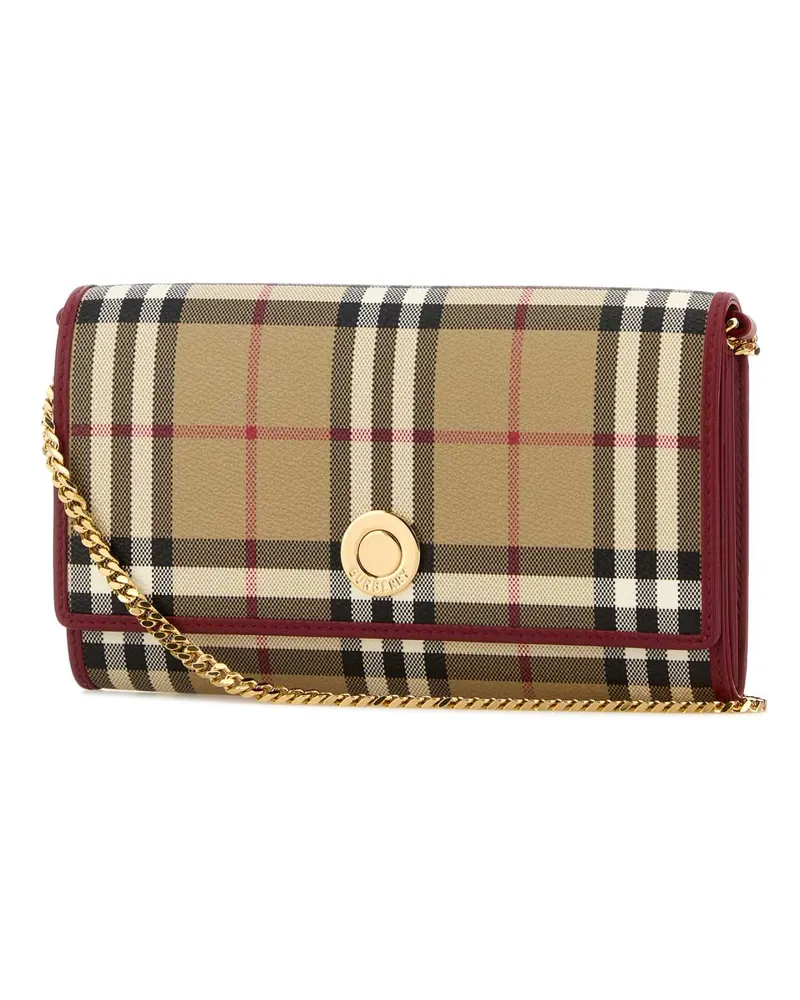 Burberry Women's Printed Canvas Check Wallet Vntgchkruby Polyurethane Polyester Cotton Portafogli Red
