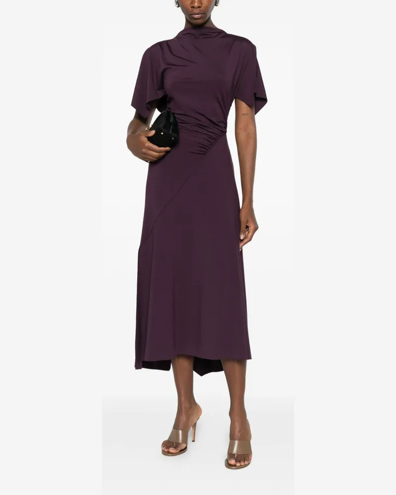 Victoria Beckham Women's Midi Coat Blousey Purple Dress Purple