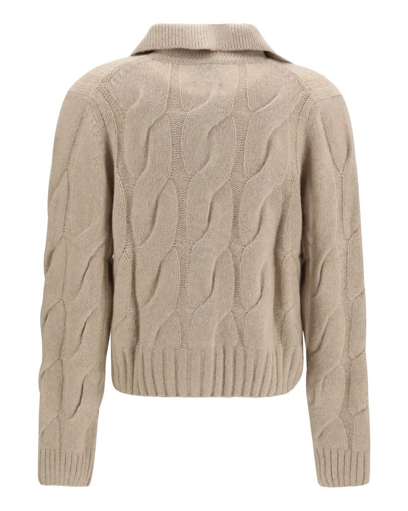 ALLUDE Women's Cashmere And Silk Sweater With Buttons 48 Kashmir-Capra Hircus Kashmir/capra Beige
