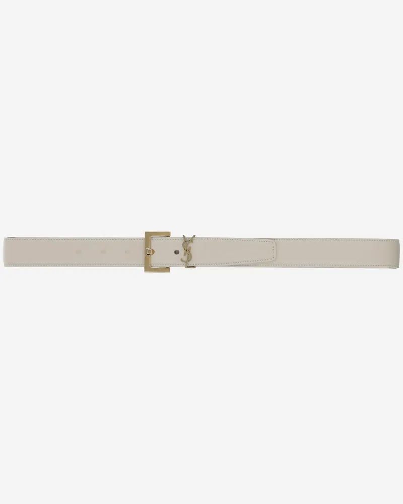 Saint Laurent Women's Leather Belt Glossy White Calfskin White