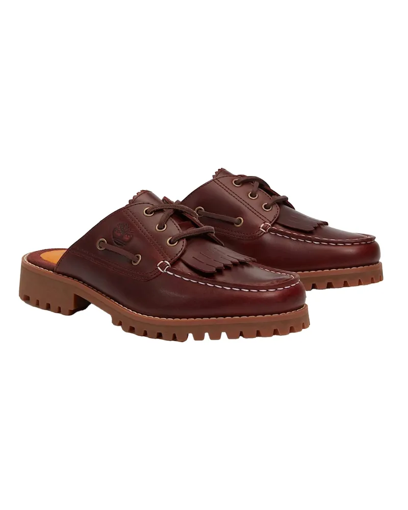 Timberland Women's Mules Noreen Burgundy Full Grain Leather Loafers Burgundy