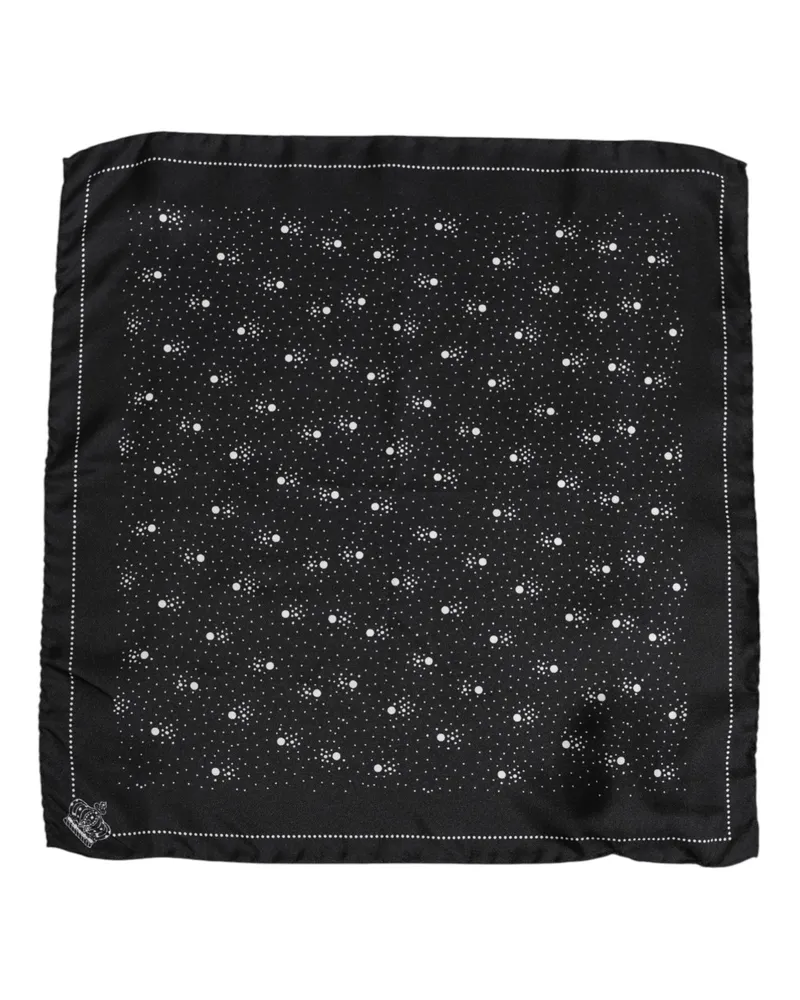 Dolce & Gabbana Black White Printed Square Men Foulard Scarf And Silk Black