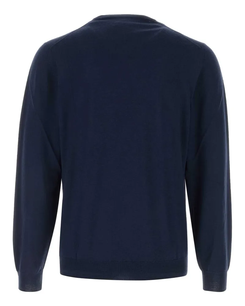 Fedeli Men's Navy Blue Wool Sweater Blu Exterior: Virgin Maglieria Navy