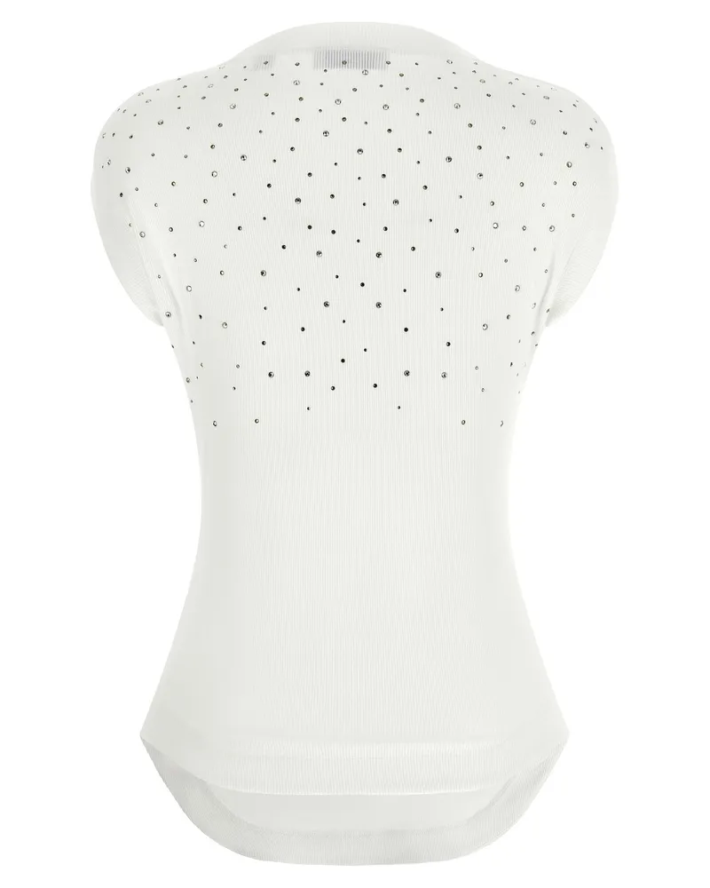 OFF-WHITE Swarovski-Embellished Ribbed Jersey Tank Top — White White