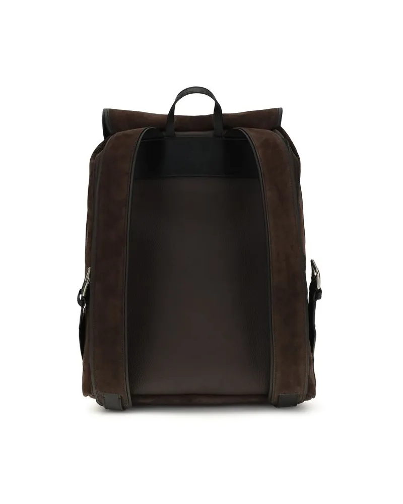 Valentino Garavani Men's Brown Calf Leather Bos Taurus Backpack Brown