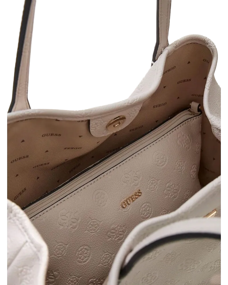 Guess Women's Tote Bag Stone Logo Polyurethane - Tote-Bags Beige