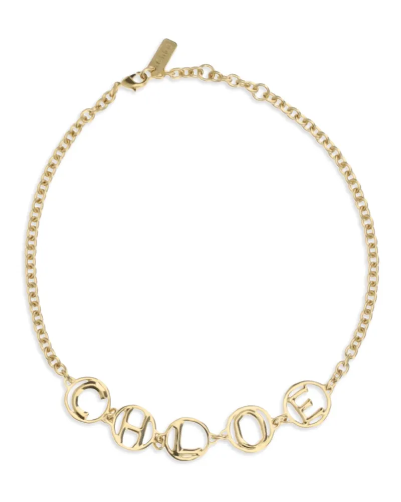 Chloé Women's Choker Necklace Script Vintage Gold Brass Bracelets Gold