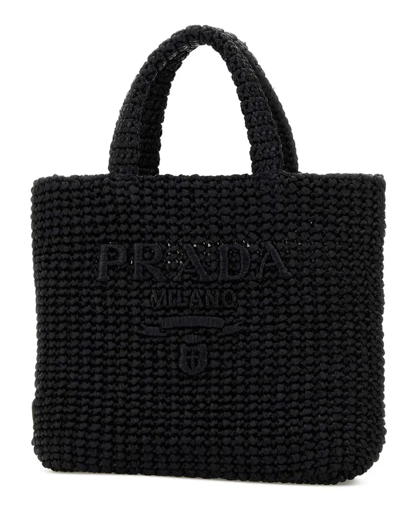Prada Raffia Tote Bag — Black Black