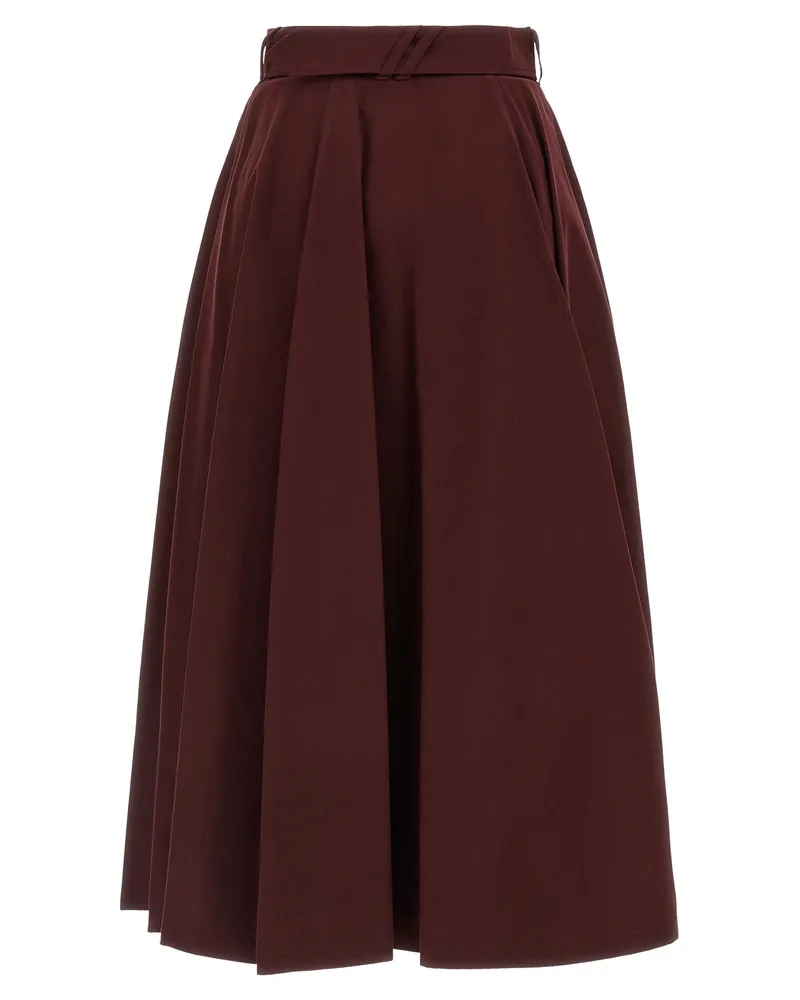 Burberry Double-Breasted Cotton Skirt — Burgundy Burgundy