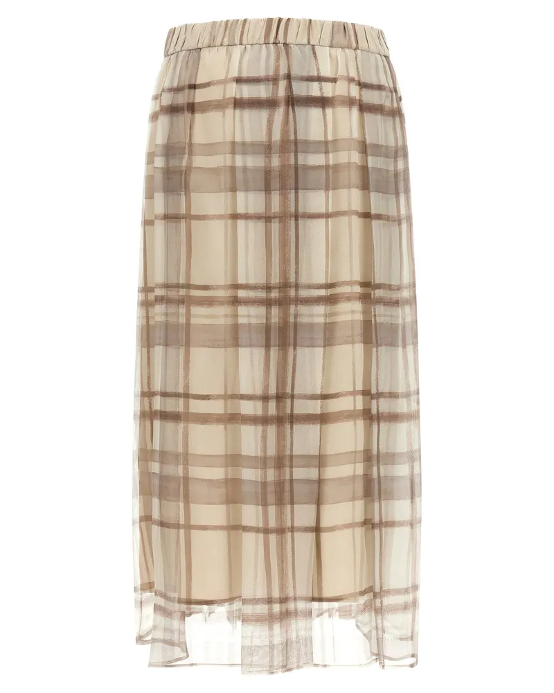 Brunello Cucinelli Pleated Silk Organza Skirt 
