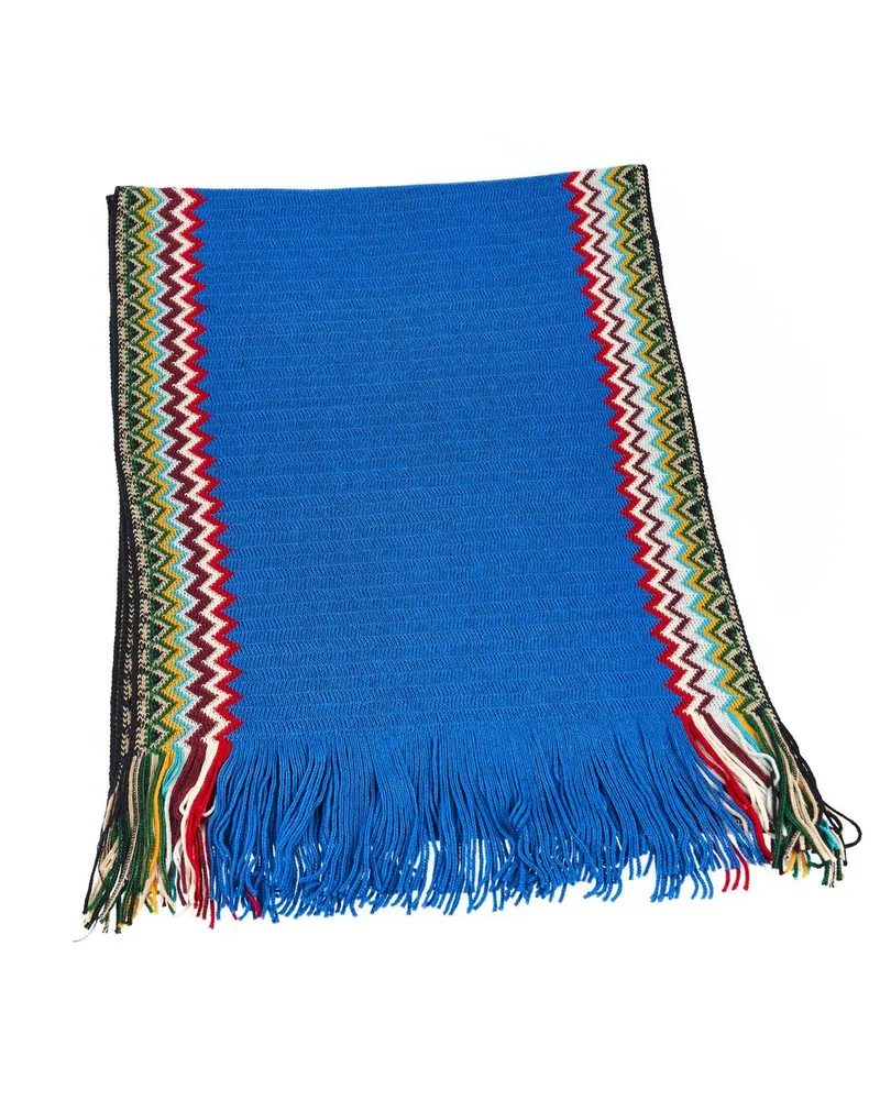 Missoni Blue Wool Men Scarf Blue