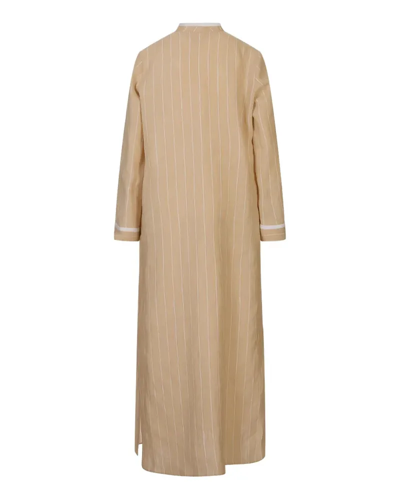 Kiton Women's Pinstriped Long-Sleeve Dress Ss26 W Beige