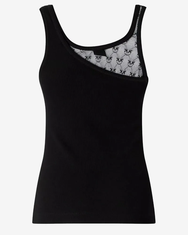 Pinko Women's Top With Logo, Stretch Cotton, Black Tops Black