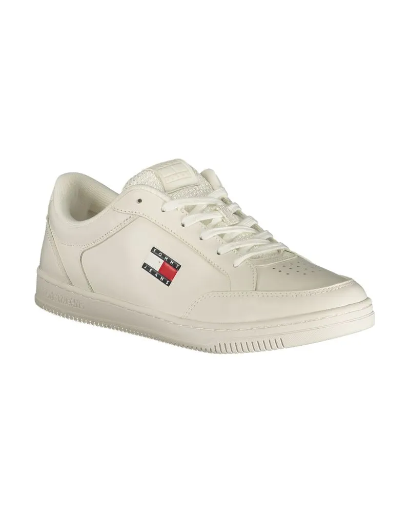 Tommy Hilfiger Lace-Up Leather and Polyurethane Sneaker — White White