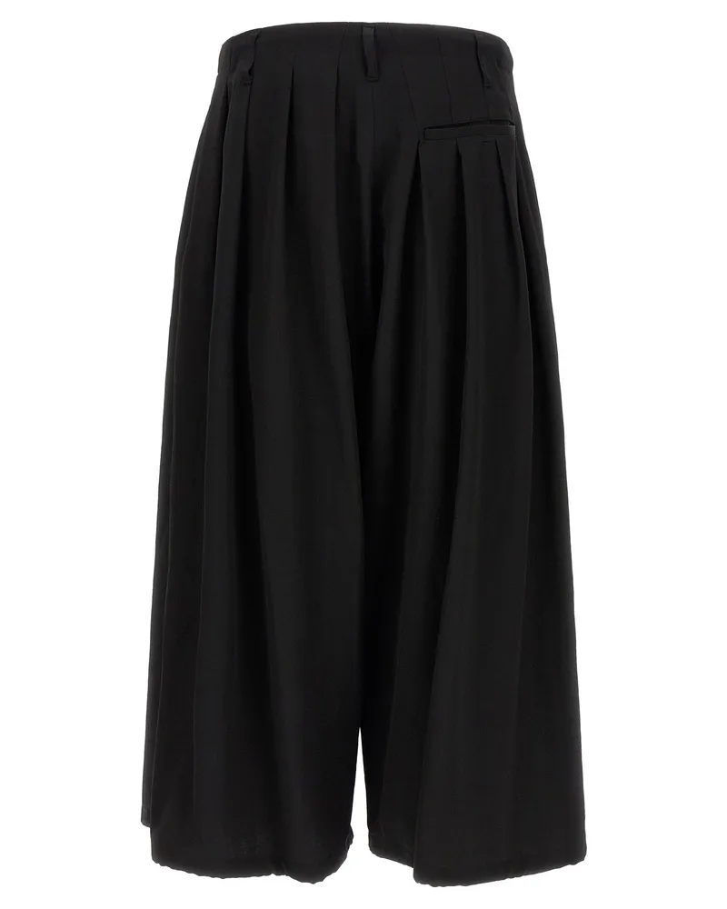 Yohji Yamamoto Wide Wool Balloon Trousers — Black Black