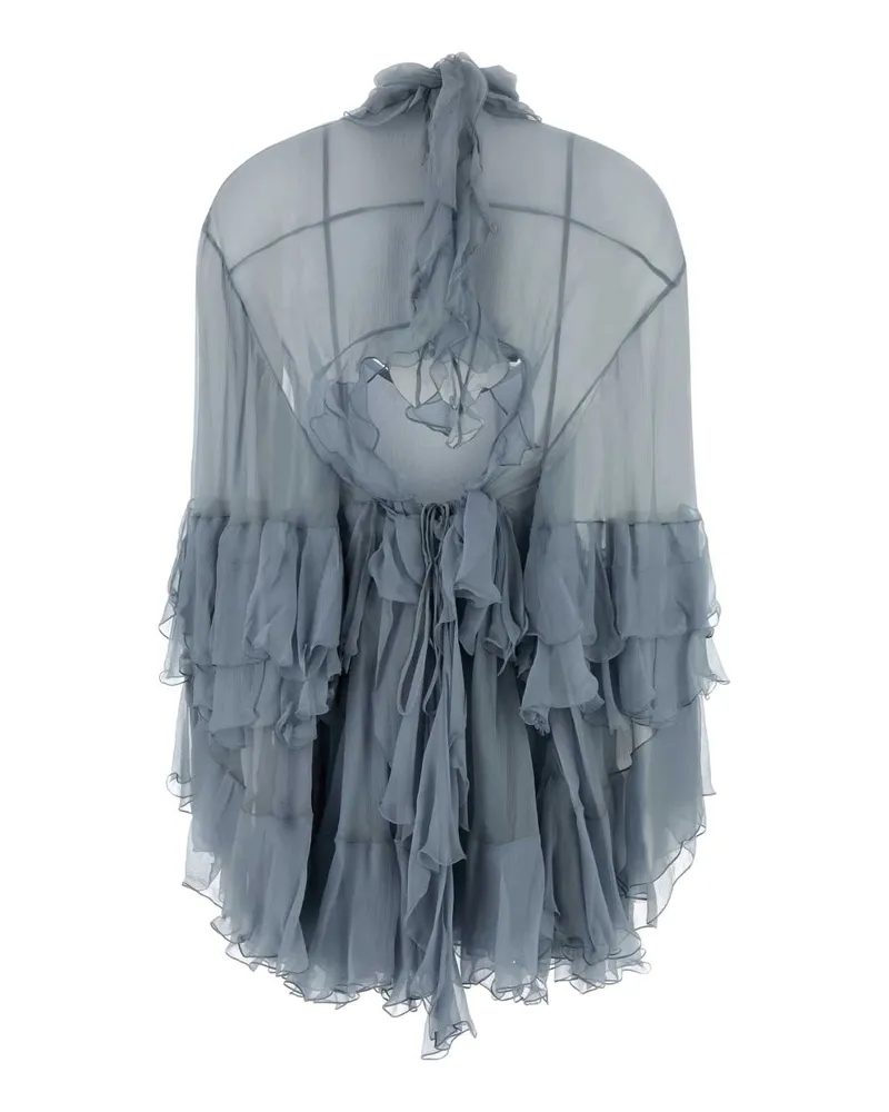 Chloé Layered Silk Crepe Dress — Blue Blue