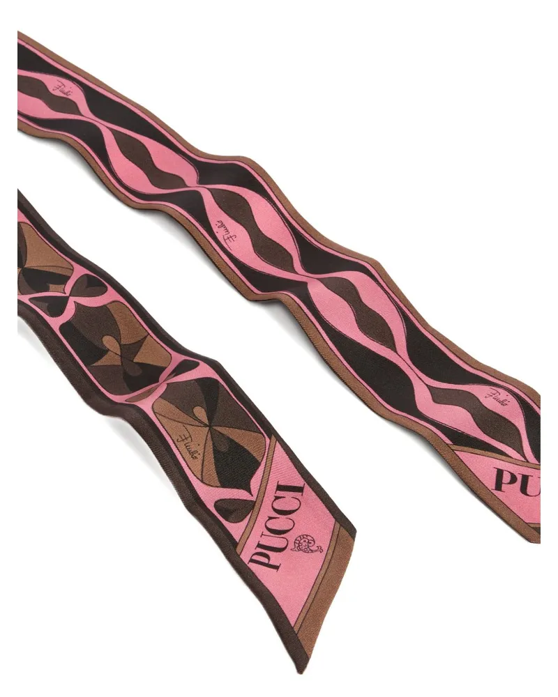 Emilio Pucci Printed Silk Foulard Scarf — Brown Brown