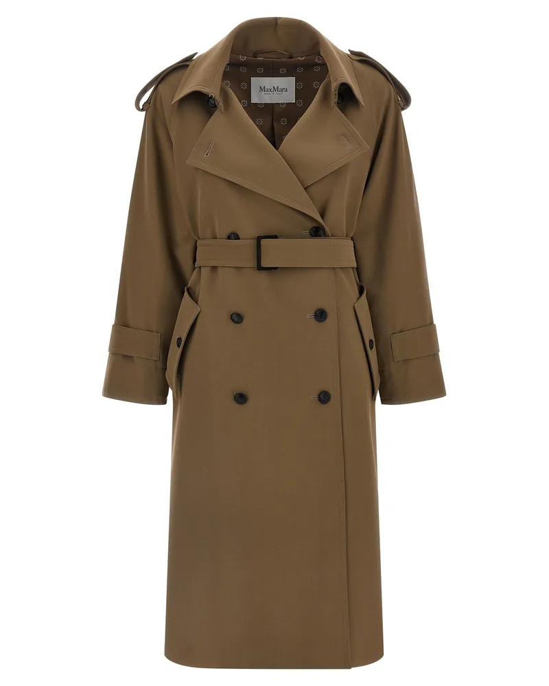 Max Mara Wool Gabardine Waterproof Trench Coat — Camel Camel