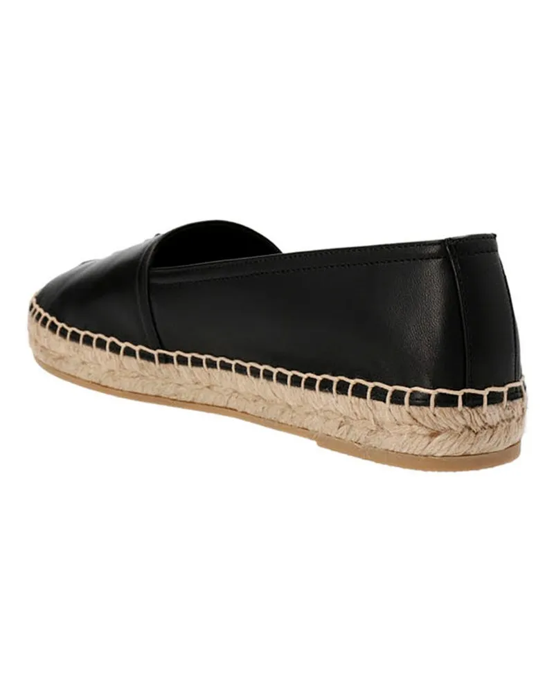 Saint Laurent Women's Black Lamb Leather Espadrilles Shoe Black