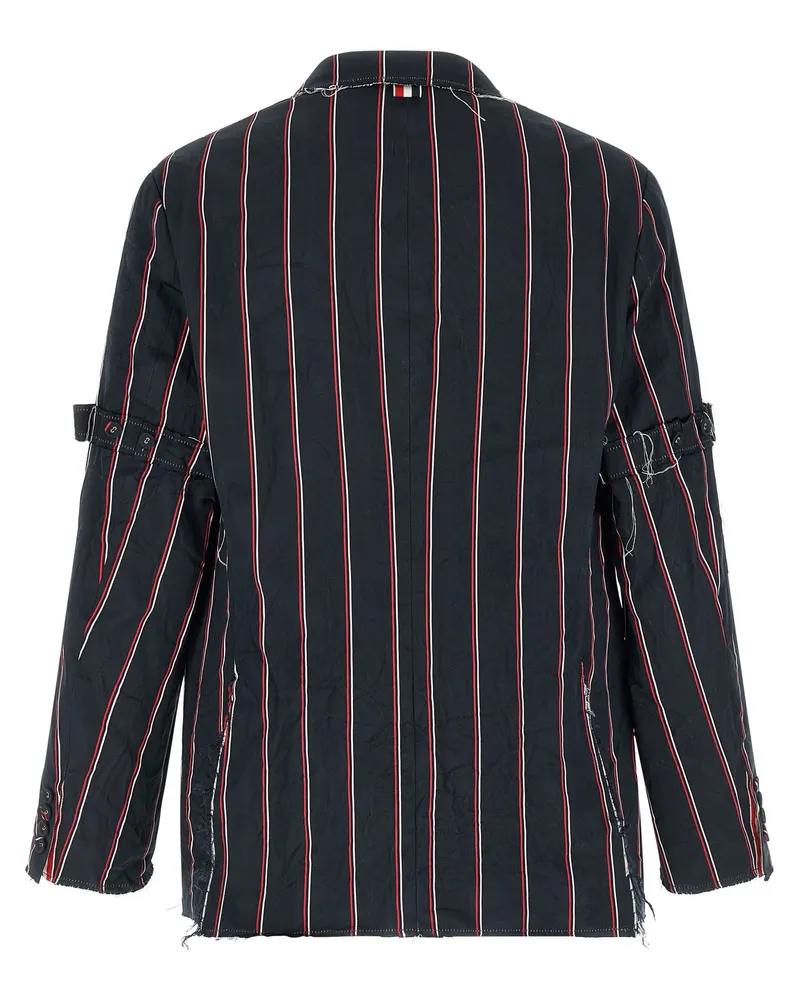 Thom Browne Men's Blue Silk Blazer Clothing Navy
