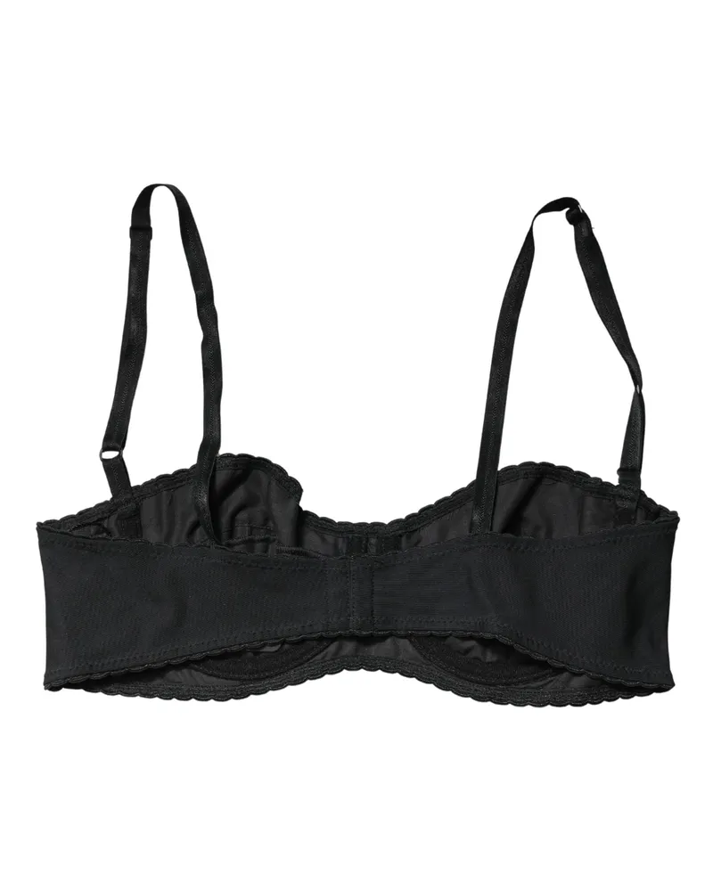 Dolce & Gabbana Women's Black Semi-Pad Underwire Balconette Bra Underwear Elastane Silk Clothing Black