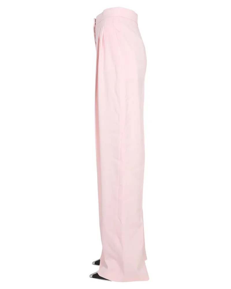 Alexander McQueen Wide Leg Wool Trousers — Pink Pink