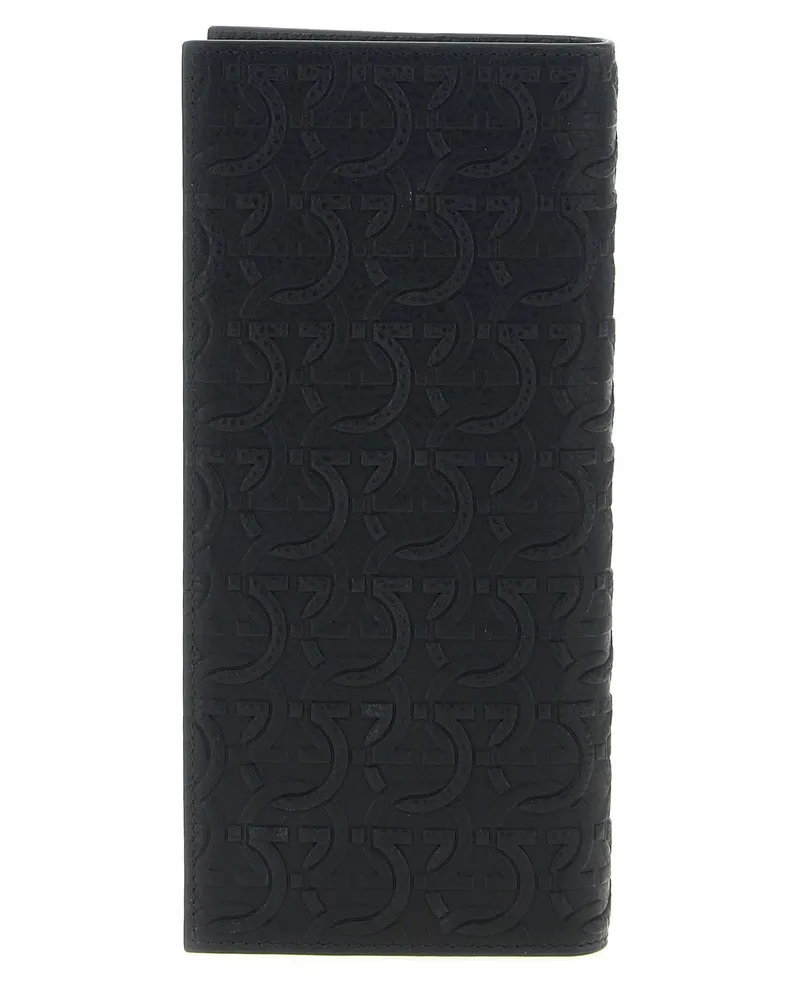 Ferragamo Embossed Gancini Wallet — Black Black