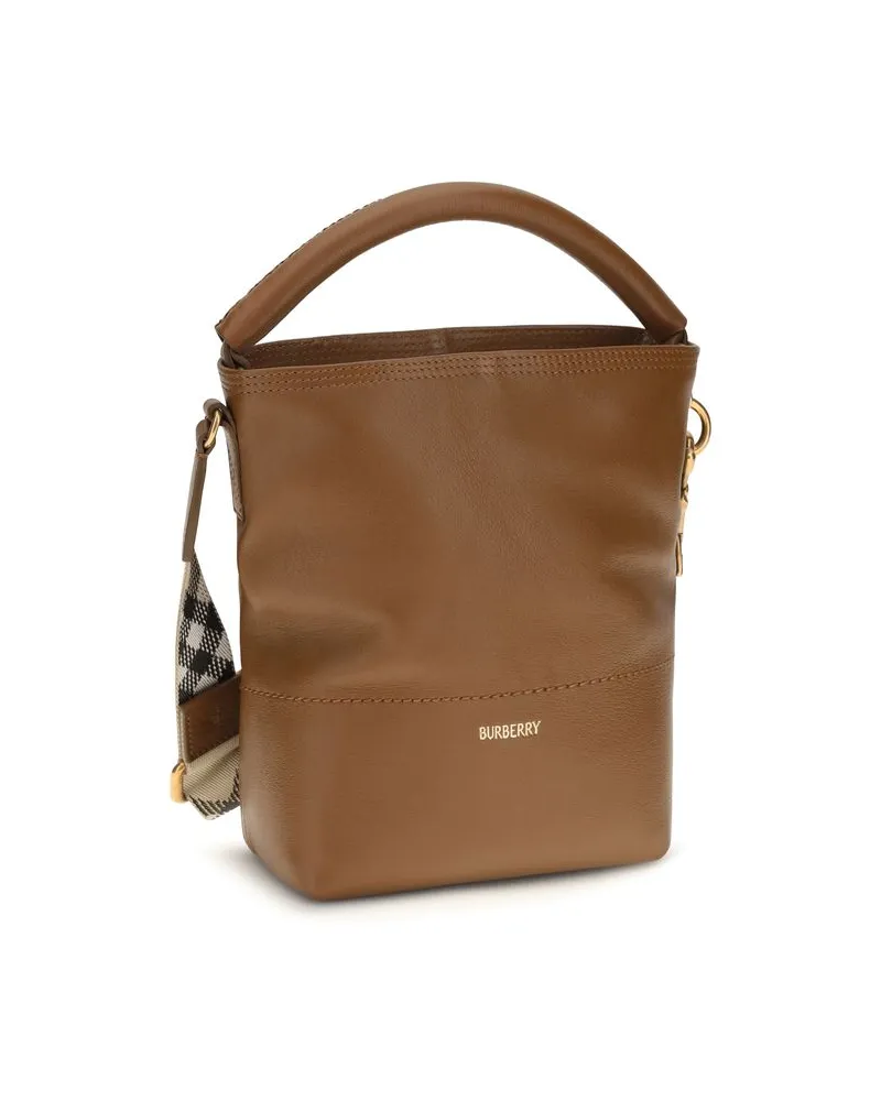 Burberry Women's Brown Calf Leather Bos Taurus Backet Bag Brown