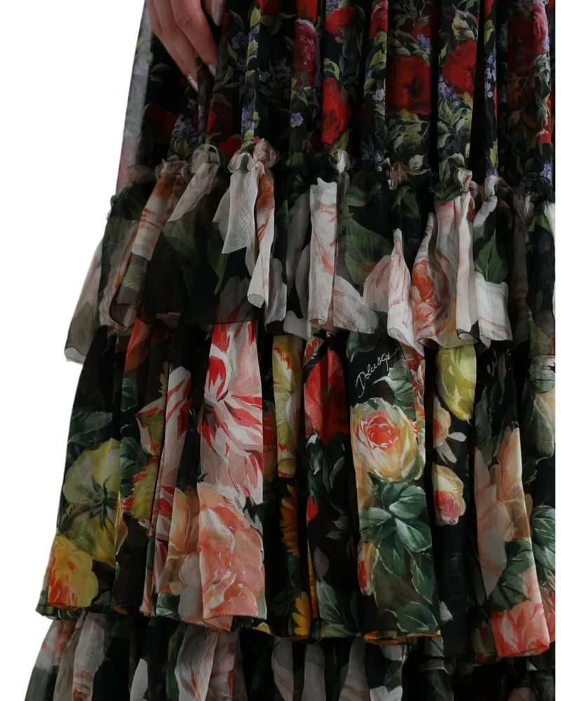 Dolce & Gabbana Floral Silk Maxi Dress — Multicolor Multicolor