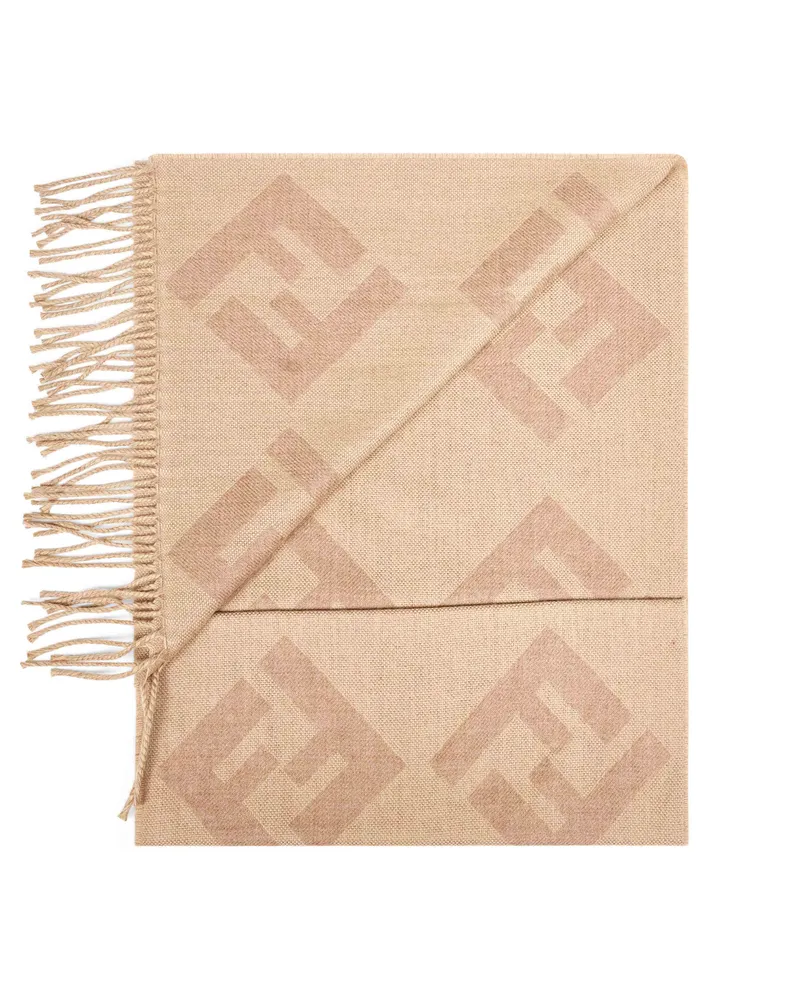 Fendi Men's Scarf Beige Wool Scarfs Beige