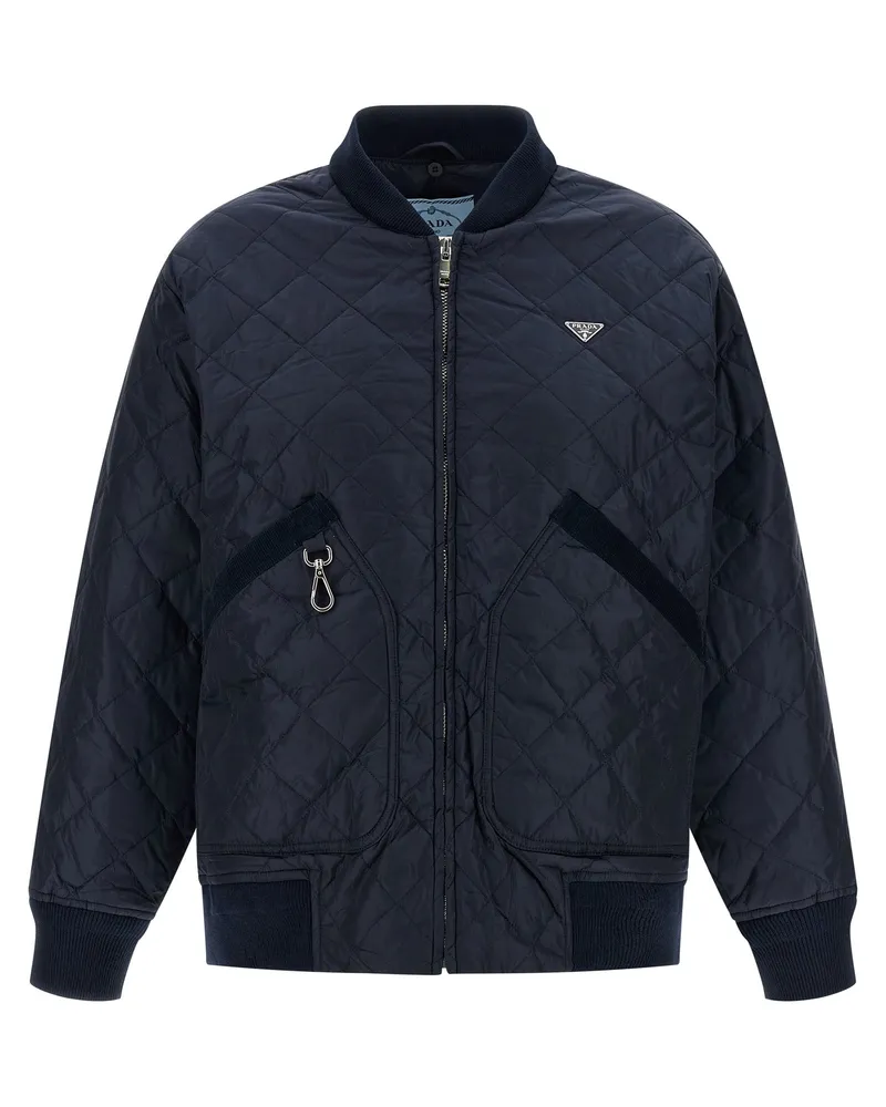 Prada Quilted Recycled Polyamide Down Jacket — Navy Navy